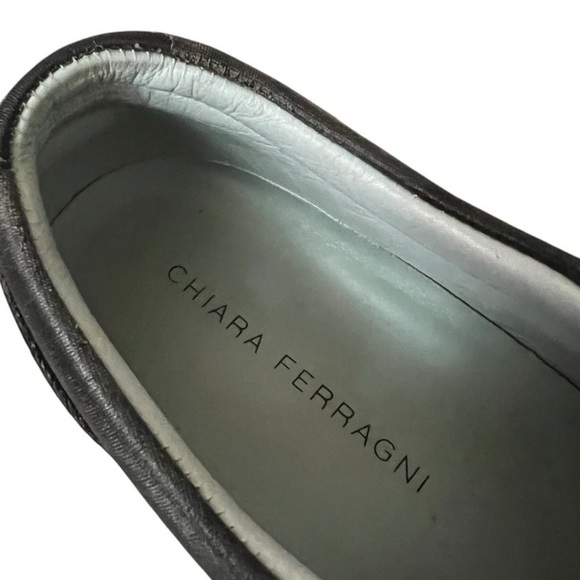 CHIARA Ferragni US 7 Starry Slip On Sneaker Black Leather Sequin Sun Moon - Picture 2 of 7